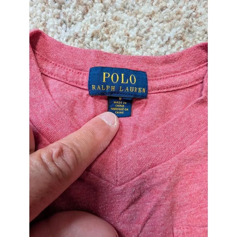 Polo Ralph Lauren Pocket T Shirt Kids Size Small Red Heathered Crewneck Tee